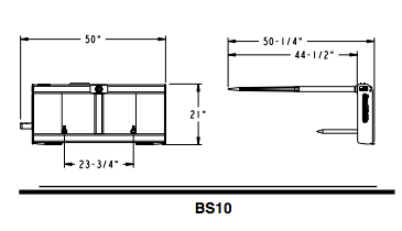 Table comparing the specifications of BB and BBE series equipment including weight, number of spears, and lift capacity.