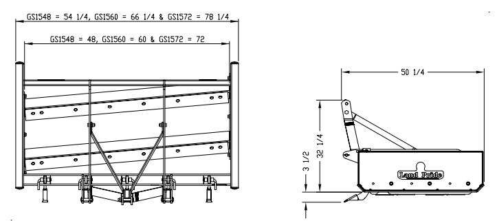 Diagram of a rectangular container with dimensions labeled in inches.