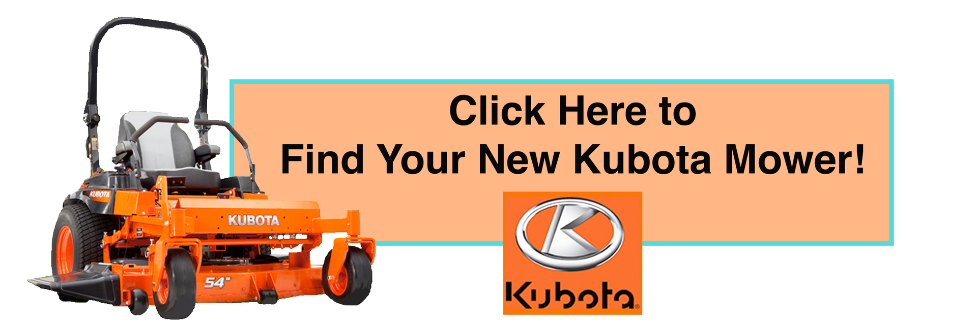 Orange Kubota zero-turn mower with text 