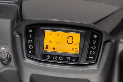 Dashboard display with digital speedometer showing 