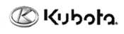 Kubota logo: Silver emblem with 