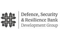 Logo for Defence, Security & Resilience Bank Development Group, featuring a geometric icon and text.