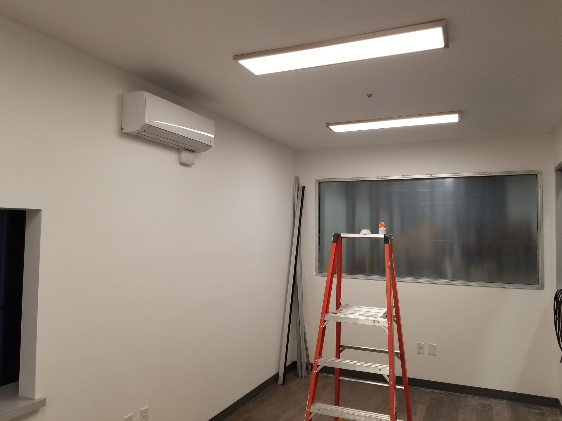 There is a ladder in the middle of the room.