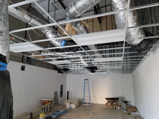 There is a ladder in the middle of the room.