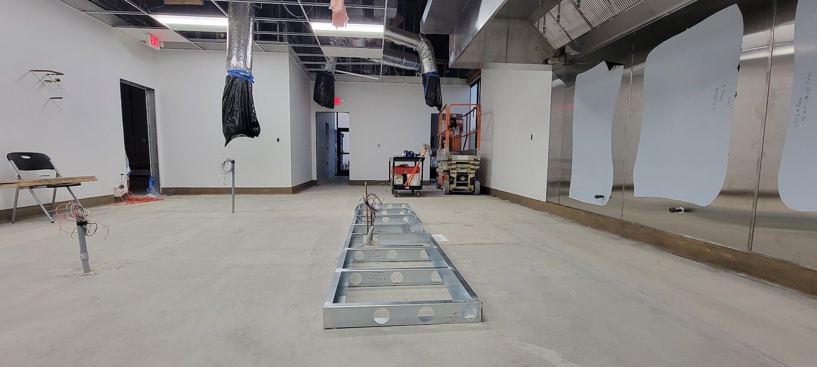 There is a ladder in the middle of the room.