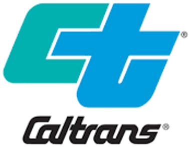 The caltrans logo is blue and black on a white background
