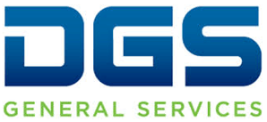 A blue and green logo for dgs general services