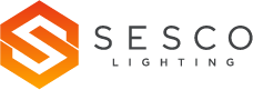 SECO Lighting logo with orange geometric icon and gray lettering on white background