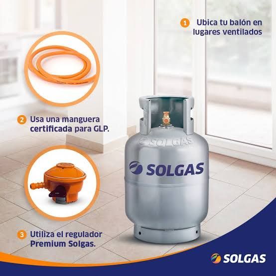 Cilindro de gas Solgas con consejos de seguridad destacados