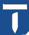 Blue road sign with white 'T' symbol indicating a T-intersection.