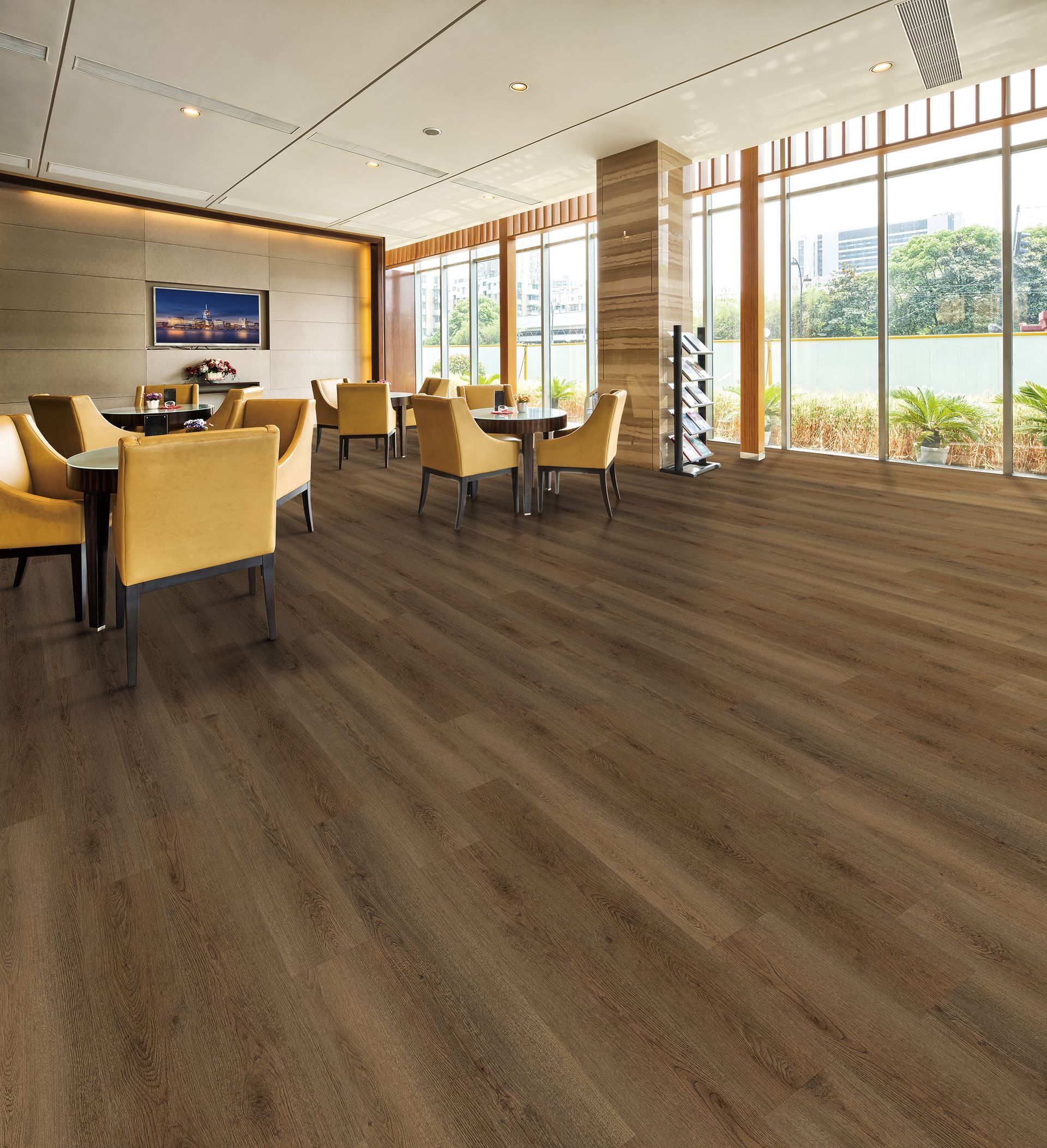 City Lights Broadway Luxury Vinyl glue down flooring room scene image.