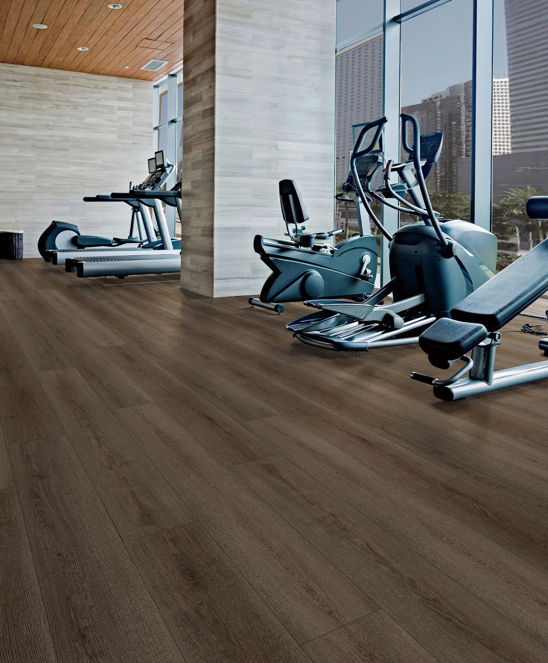 City Lights Madison Luxury Vinyl glue down flooring room scene image.