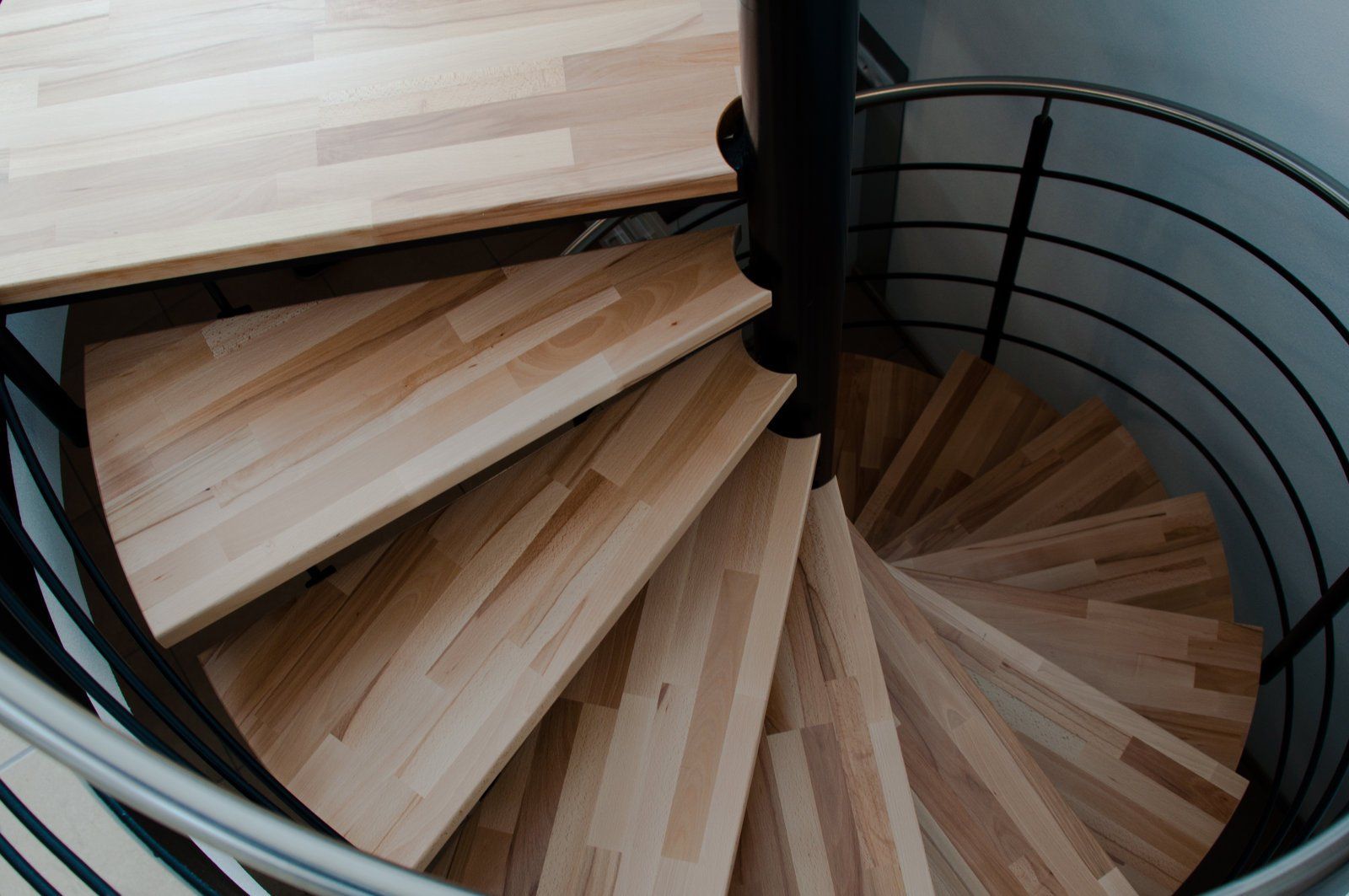 spiral wood stairs of the house