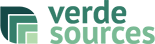 the logo for verde sources is green and white .