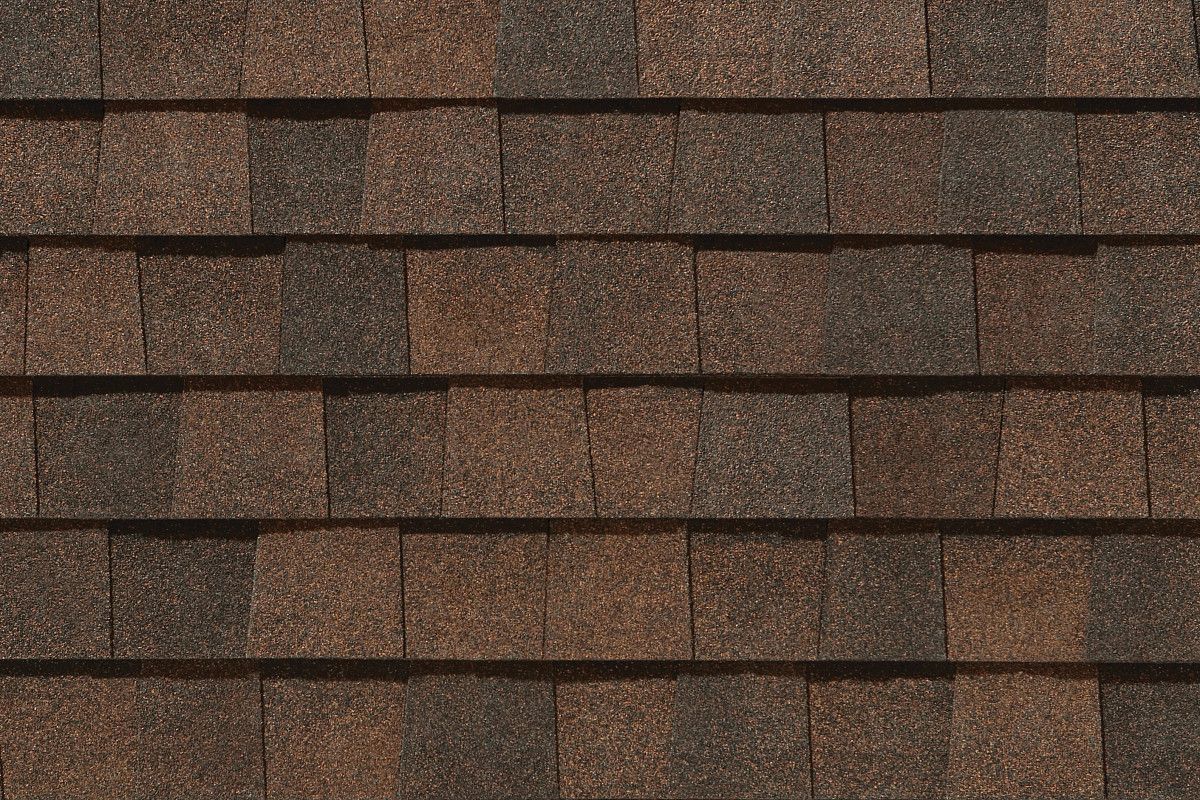Brown asphalt roof shingles.