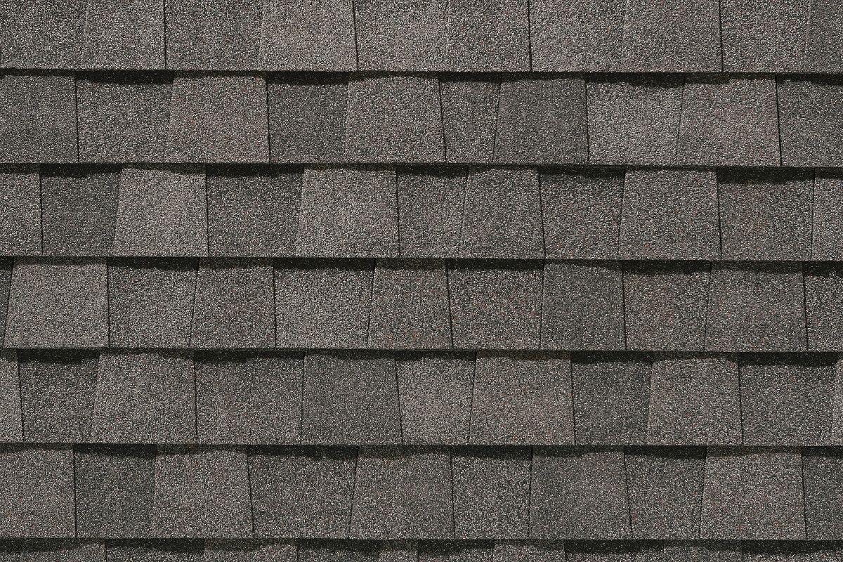 Gray asphalt roof shingles.