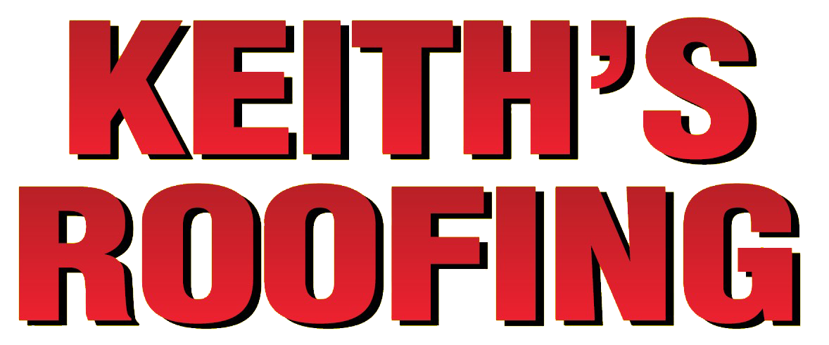 Keith's Roofing logo in red text, with a dark shadow, on a white background.