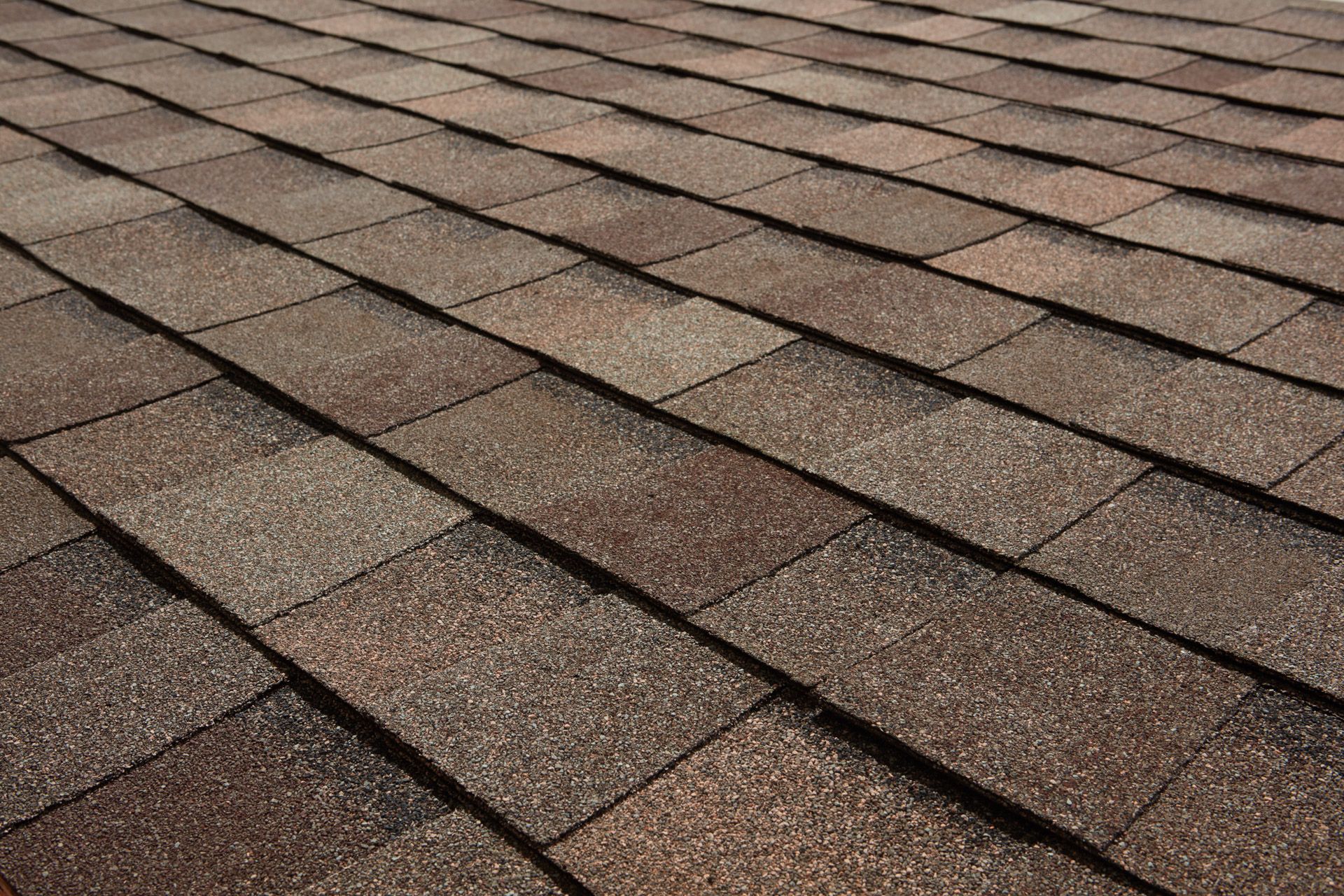 Brown asphalt roof shingles.