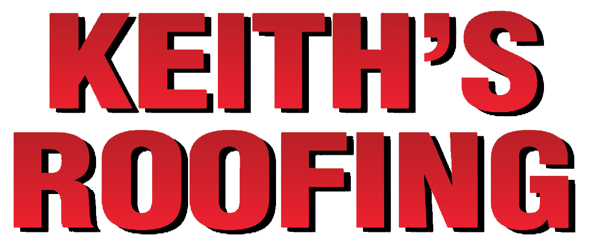 Keith's Roofing logo in red text with a black outline on a white background.