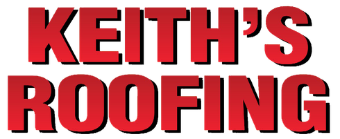Keith's Roofing logo in red text with a black outline on a white background.