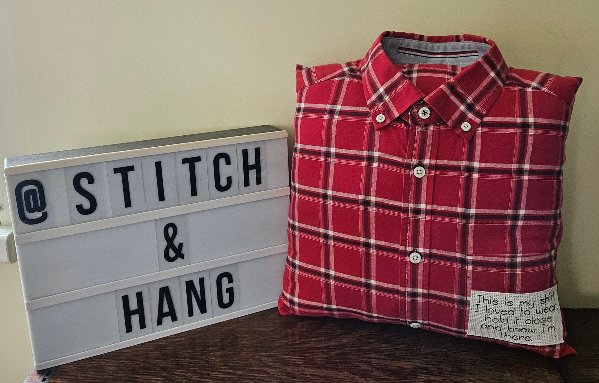 pillow made from loved ones clothing