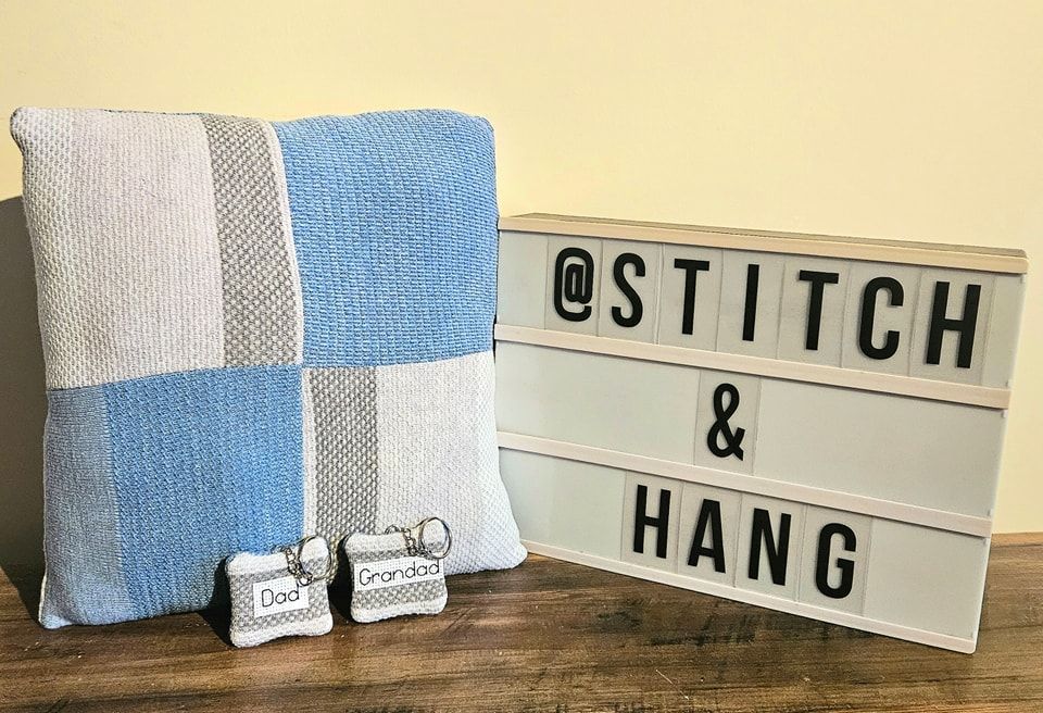 Patchwork memory cushion and keyrings