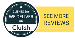 A sticker that says `` clients say we deliver on clutch ``