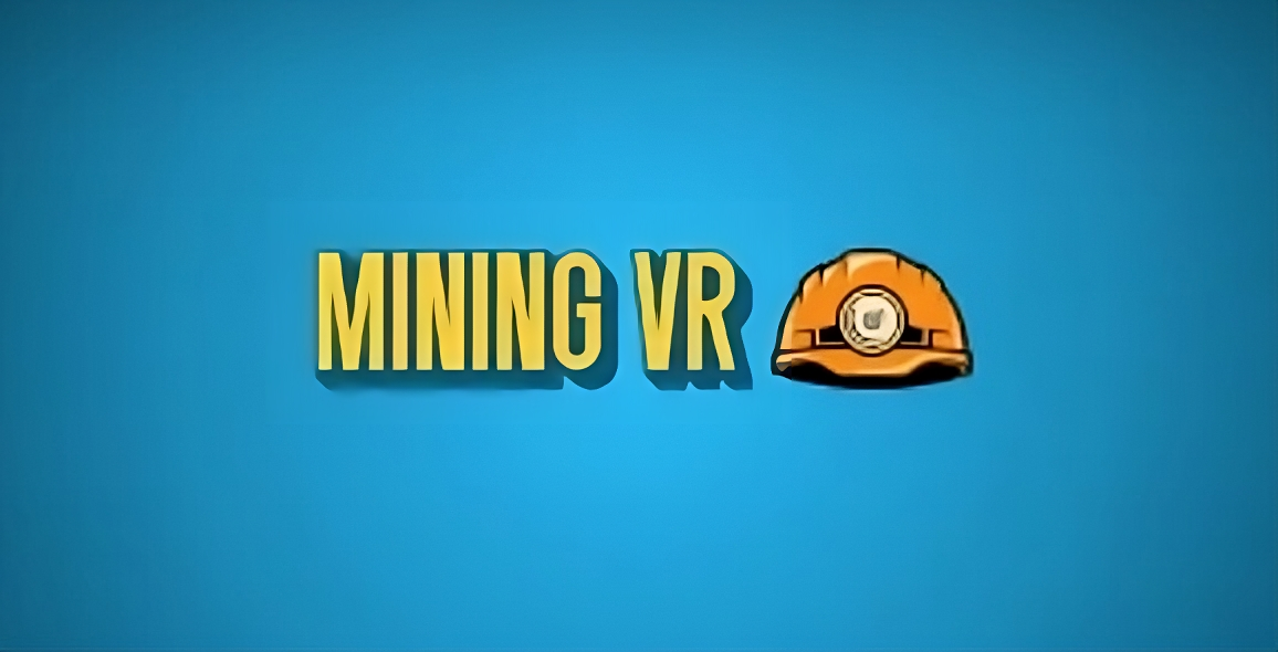 A blue background with the words mining vr on it