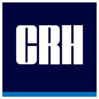 A blue and white logo for a company called crh.
