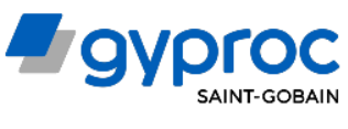 A blue and white logo for gyproc saint-gobain