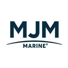 A logo for mjm marine on a white background.