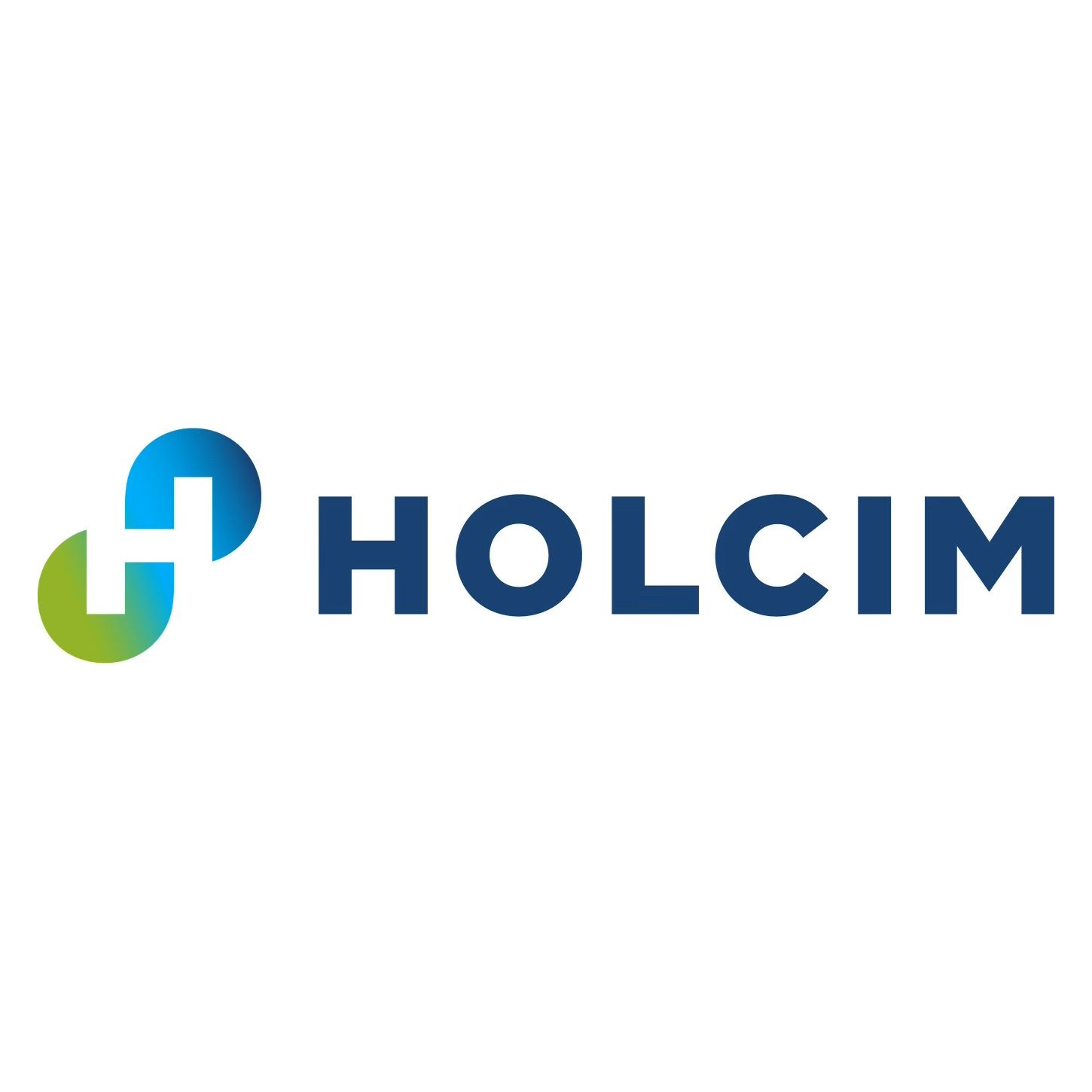 A holcim logo with a green and blue cross on a white background.