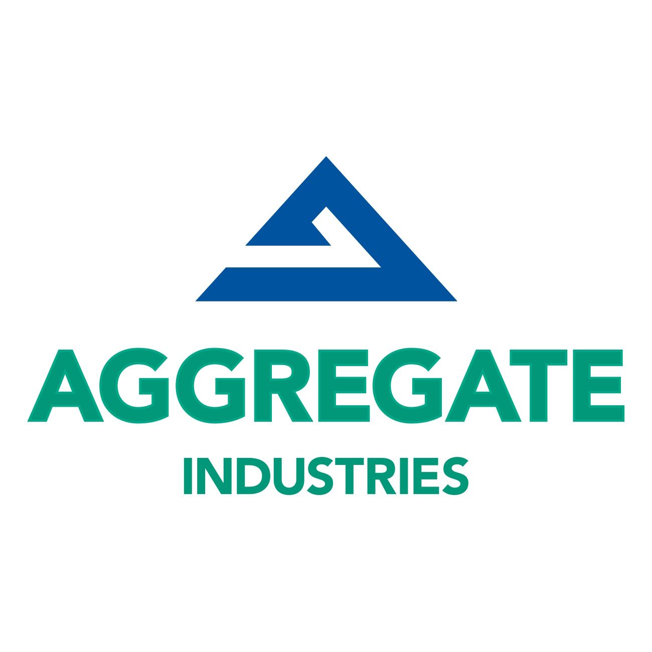 A blue and green logo for aggregate industries