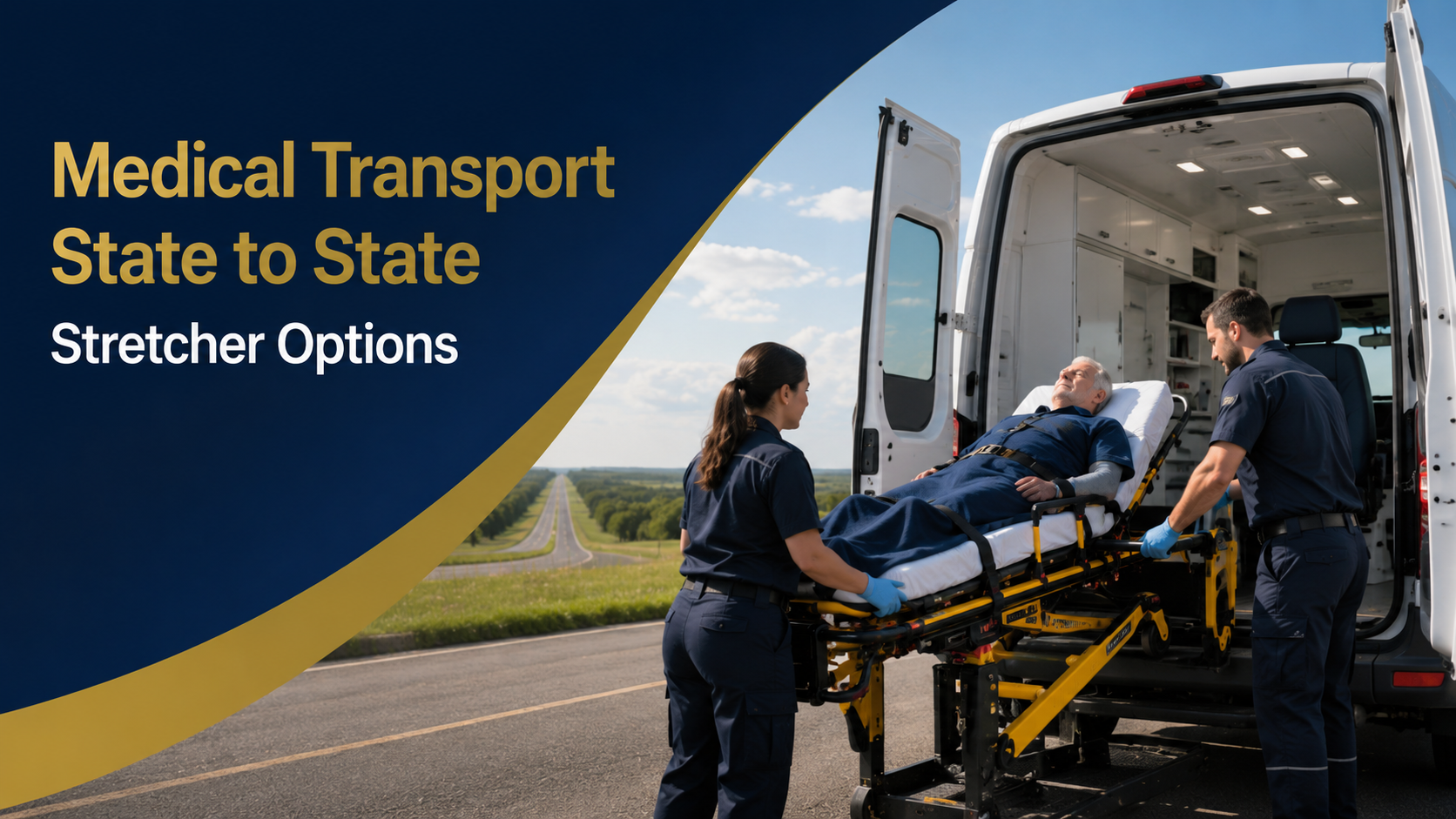 State-to-state stretcher medical transportation for a medically stable passenger