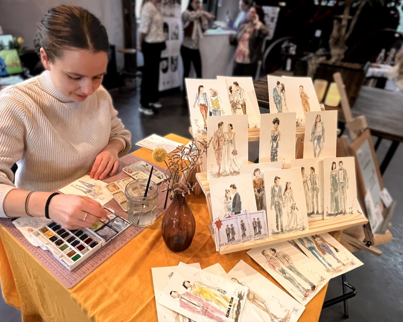 live tekenaar aan het werk