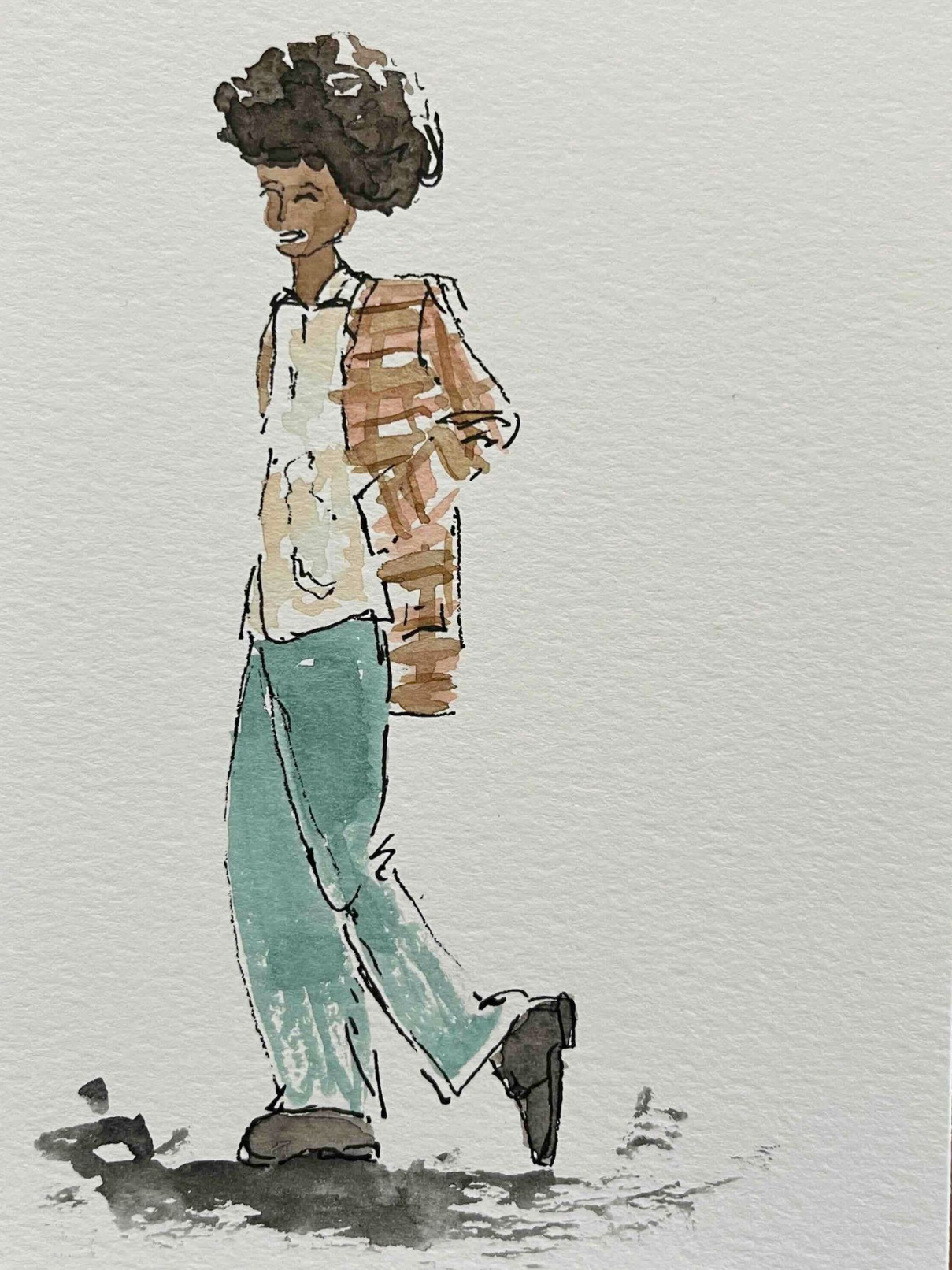 Live illustratie van aquarelverf van persoon