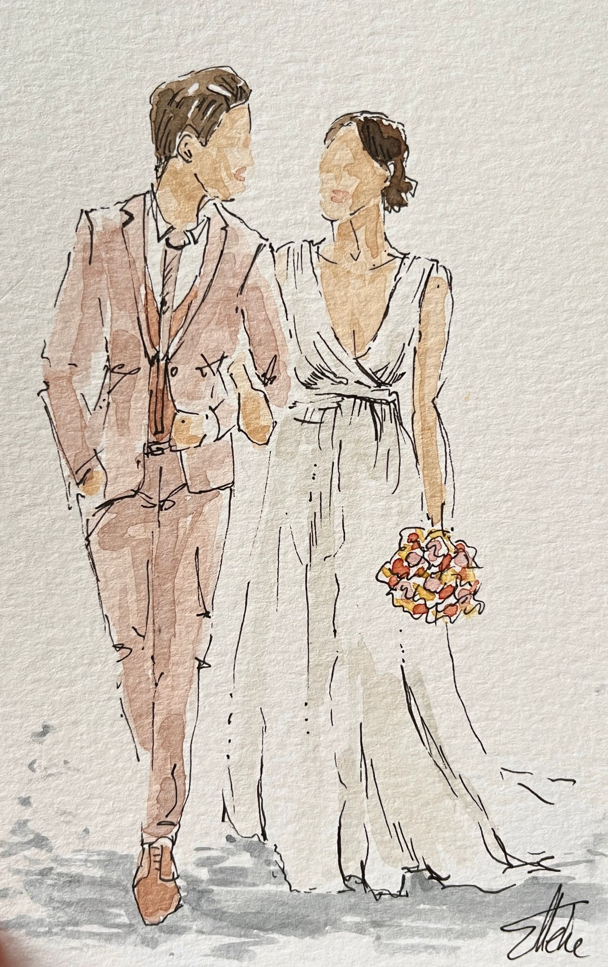 live tekenen bruiloft portret