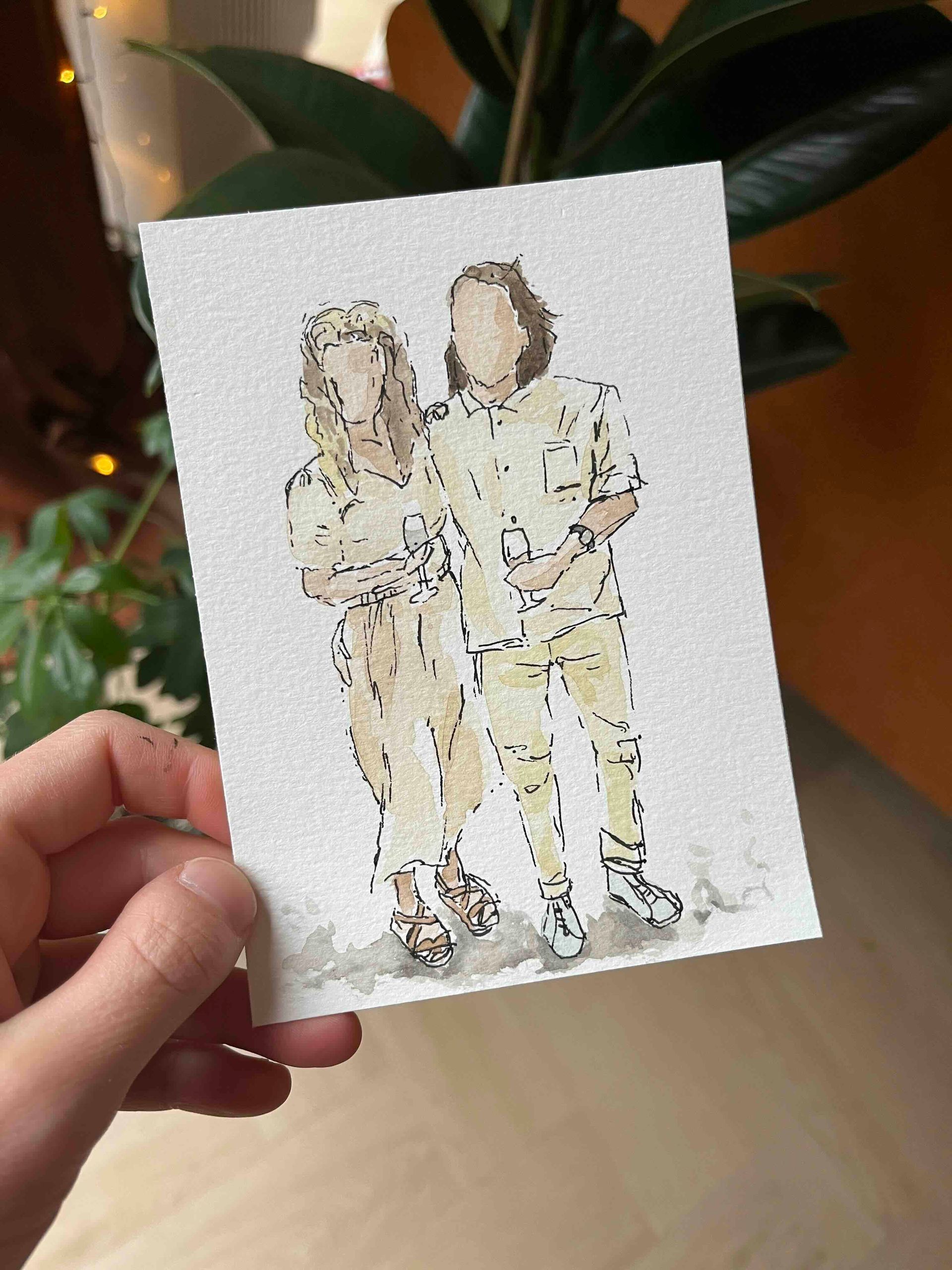 aquarel illustratie van koppel op bruiloft