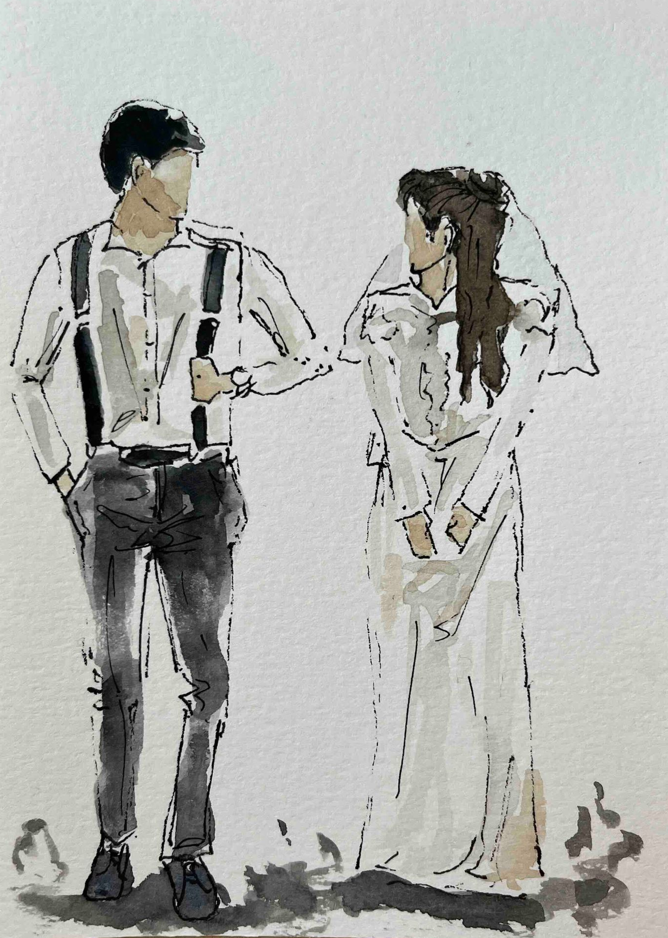 live illustratie bruidspaar