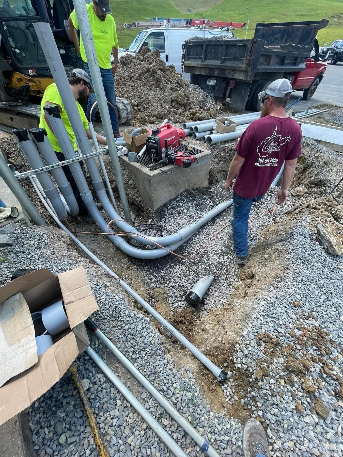 Electricians Working With Wires and Cables