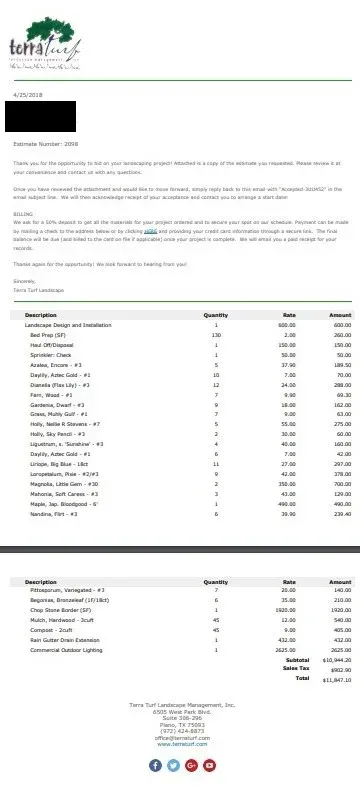 Receipt from Behler-Young Company with itemized list of purchases and total.
