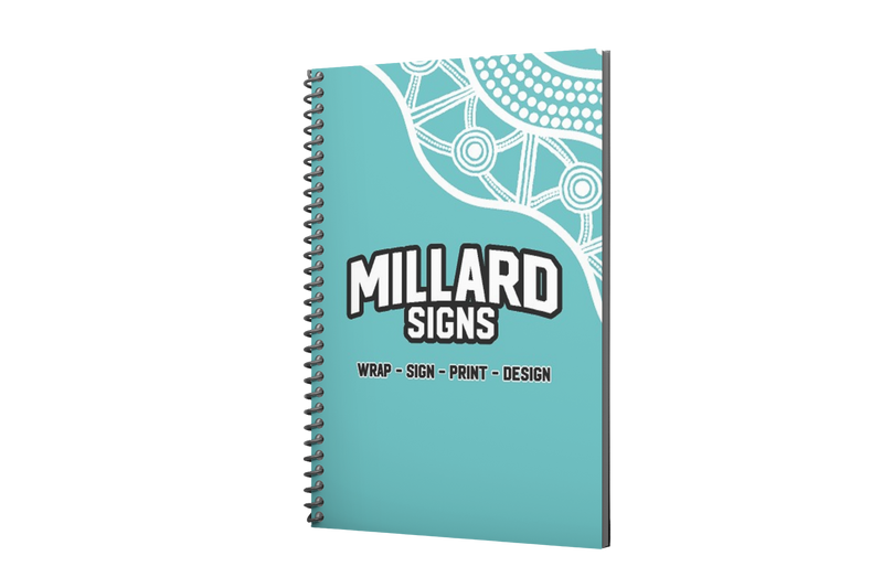 A Teal Spiral Notebook — Millard Signs in Portsmith, QLD