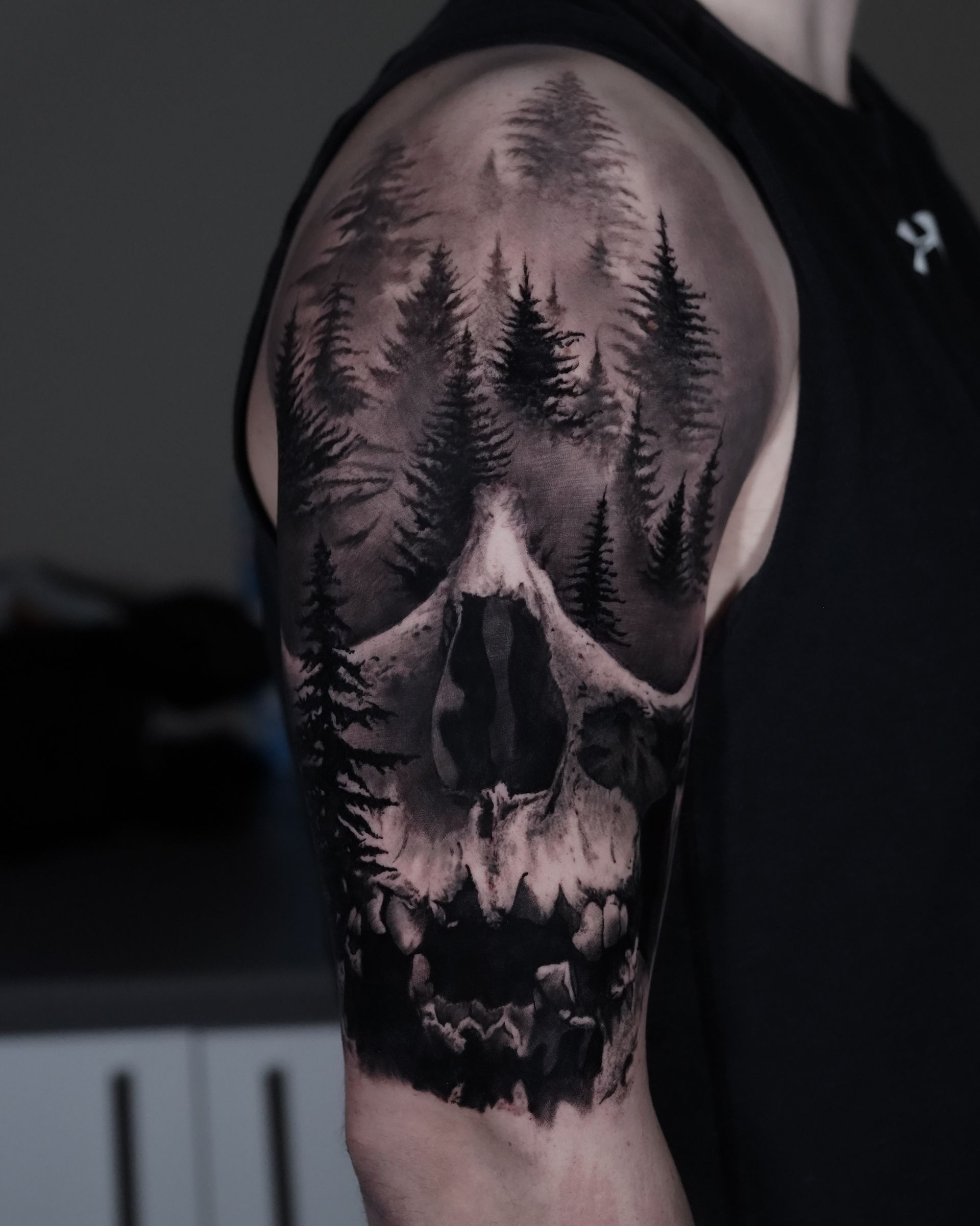 black and grey realism nature tattoo camden town
