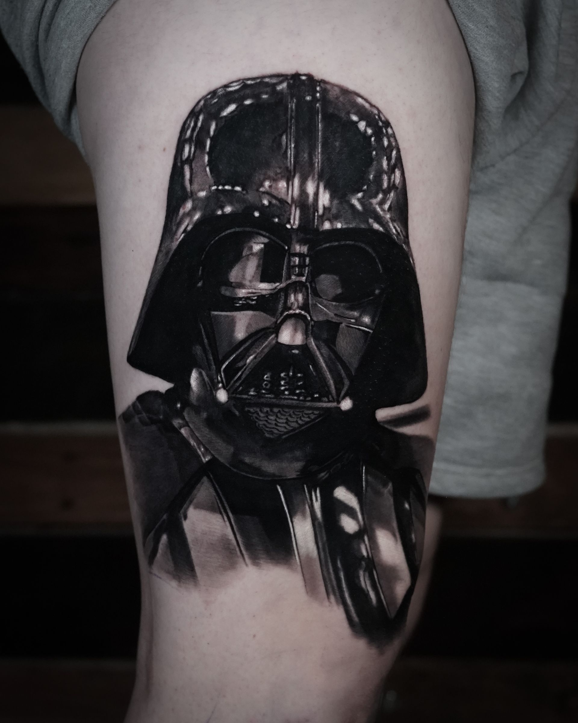 camden black and grey realism single needle