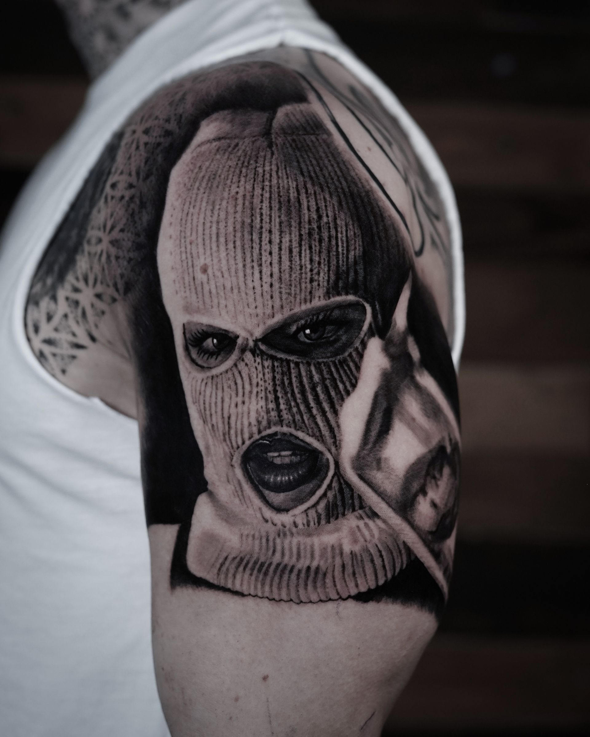 black and grey realism tattoo camden town for women