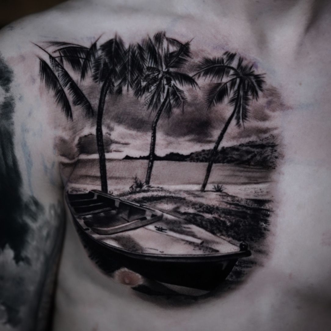 black and grey realism nature tattoo london