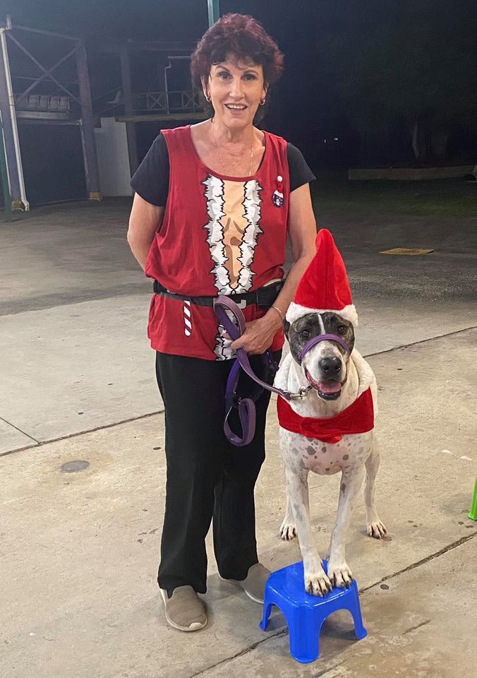 Trainer Smiling With Her Pet — Canine Training School In Cairns, QLD