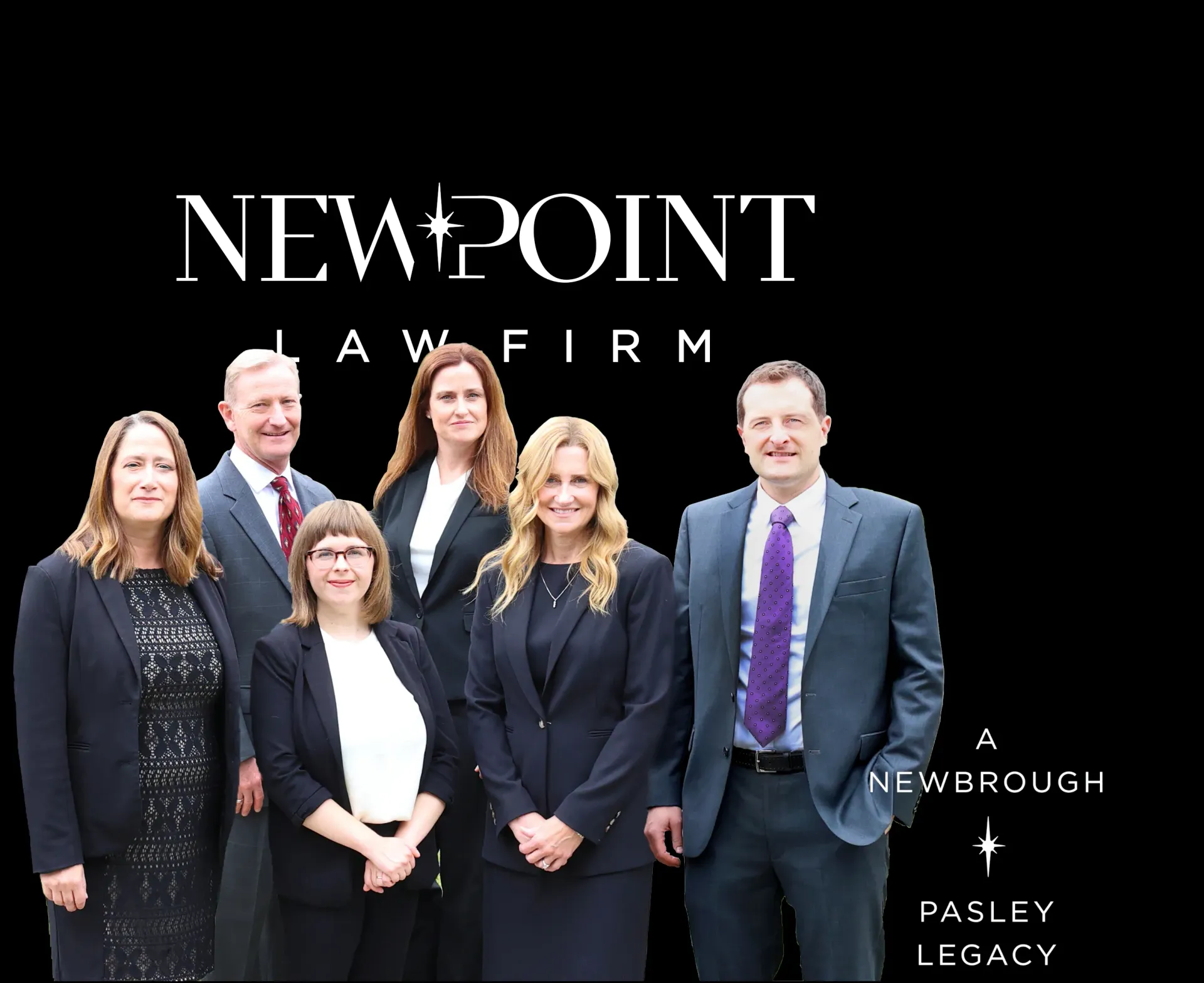 Black and white group photo of the firm's attorneys looking up