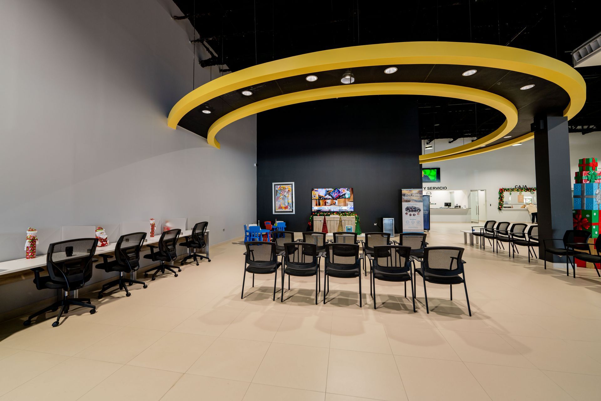 A waiting room in Bella Mall showroom designed and built by DEV Builders