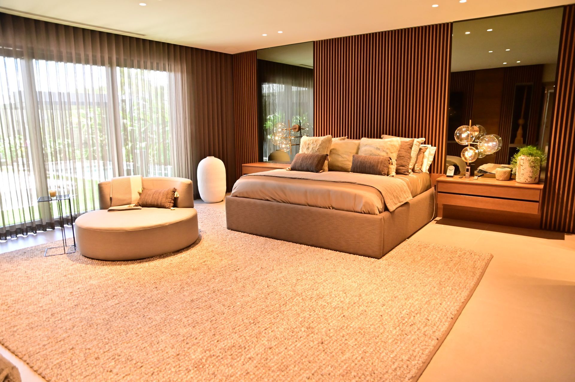 A luxurious bedroon designed by DEV Builders.